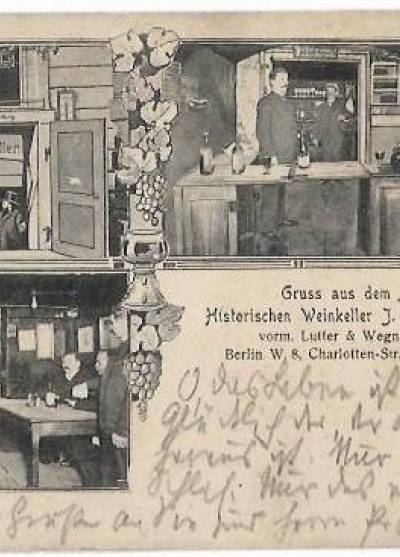 Gruss aus dem Historischen Weinkeller J.C. Lutter, Berlin, Charlotten-Strasse 49 (1908)