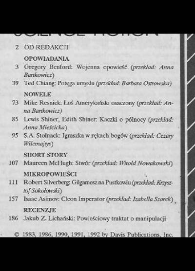 Isaac Asimov`s Science Fiction Magazine - wydanie polskie, sierpień-wrzesień 1992