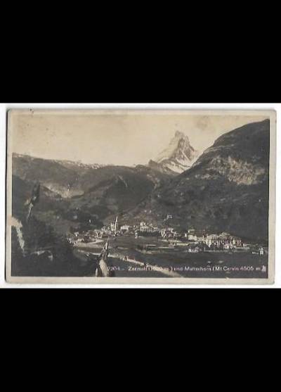 Zermatt (1620 m.) und Matterhorn (Mt. Cervin 4505 m), 1934
