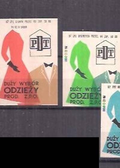 PDT - duży wybór odzieży prod. Z.P.O. (seria kolorystyczna 5 etykiet, 1967)