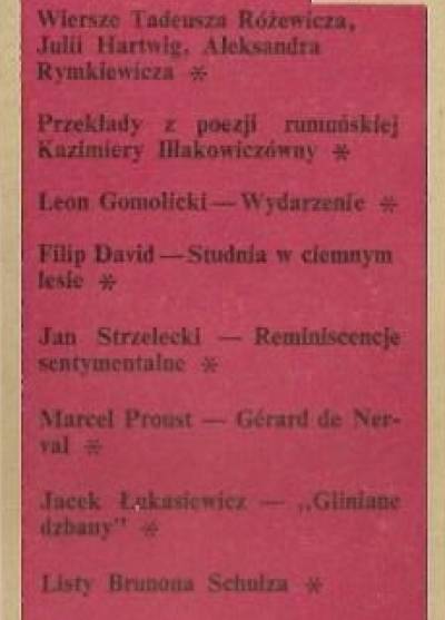 Różewicz, Hartwig, Rymkiewicz, Proust, Gomolicki, Davis, Schulz - Twórczość nr 4/1967