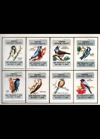 Chrante uzitocne ptactvo - 8 czeskich etykiet