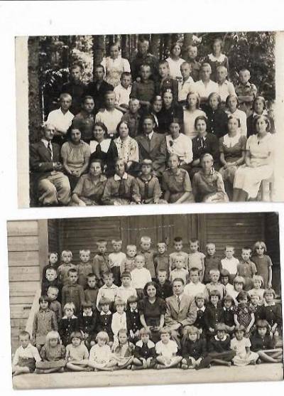Czarna Wieś - klasa I a i klasa VII (2 zdjęcia). Rok szk. 1936/37, 22 czerwca