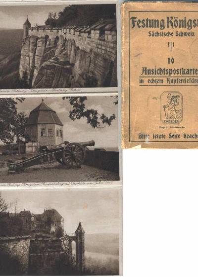 Festung Konigstein, Sachsische Schweiz - 10 Ansichtpostkarten in echtem Kupferdruck