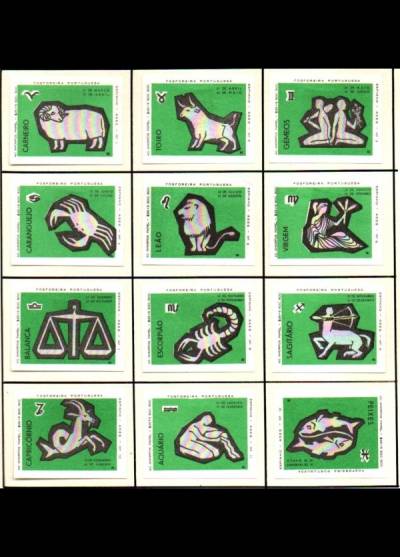 Znaki zodiaku - 12 portugalskich etykiet, wersja zielona