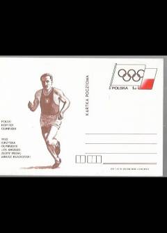 H. Chyliński - 1932 - Igrzyska olimpijskie Los Angeles: złoty medal - Janusz Kusociński (kartka pocztowa) H. Chyliński - 1932 - Igrzyska olimpijskie Los Angeles: złoty medal - Janusz Kusociński (kartka pocztowa) - okładka.
