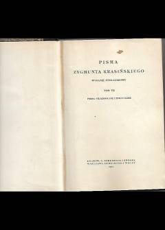 Zygmunt Krasiński - Pisma Zygmunta Krasińskiego. Tom VII. Pisma filozoficzne i polityczne (wyd. 1912) Zygmunt Krasiński - Pisma Zygmunta Krasińskiego. Tom VII. Pisma filozoficzne i polityczne (wyd. 1912) - okładka.