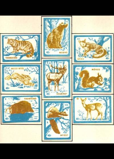 zwierzęta leśne - 9 węgierskich etykiet, wersja 8