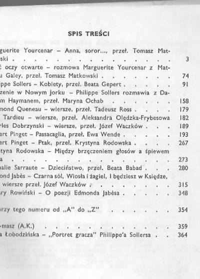 Yourcenar, Queneau, Pinget i inni - Literatura na świecie nr 2(175)1986