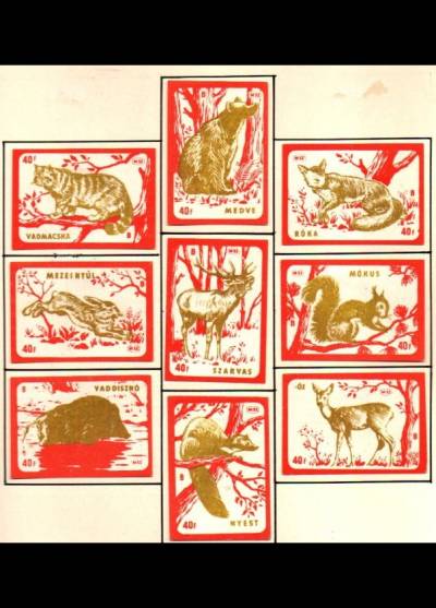 zwierzęta leśne - 9 węgierskich etykiet, wersja 12