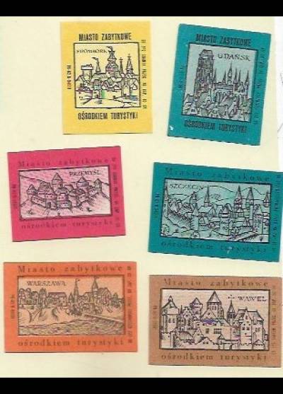 Miasto zabytkowe ośrodkiem turystyki (seria, 6 etykiet, 1968)