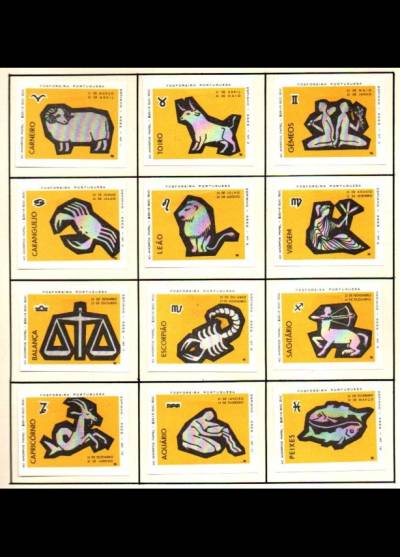 Znaki zodiaku - 12 portugalskich etykiet, wersja żółta