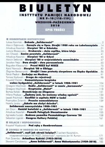 Biuletyn Instytutu Pamięci Narodowej nr 9-10(118-119)2010: Solidarność (plus płyta z filmem Ronotnicy 80)