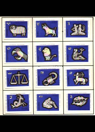 Znaki zodiaku - 12 portugalskich etykiet, wersja granatowa