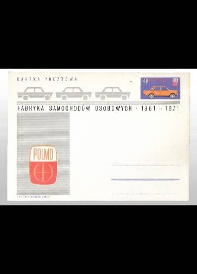 S. Małecki - Fabryka Samochodów Osobowych 1951-1971  (kartka pocztowa)
