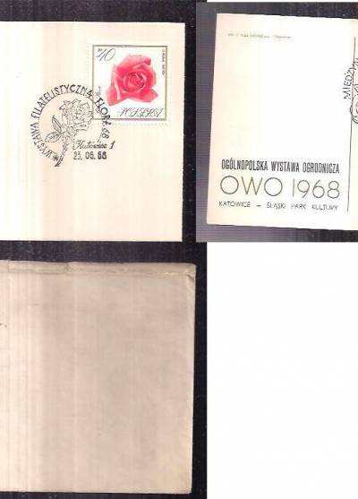 Wystawa filatelistyczna Flora 1968 (dwie pocztówki i koperta)