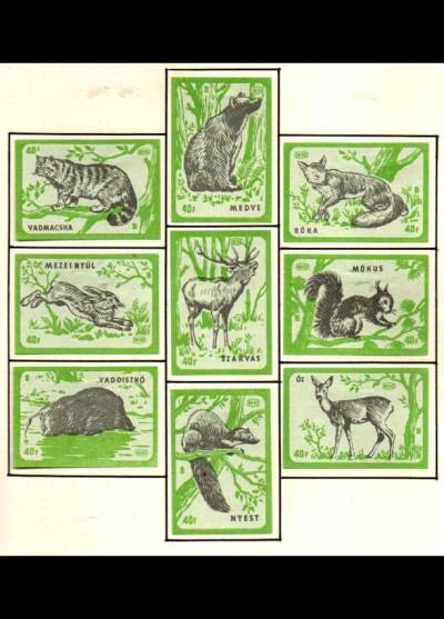 zwierzęta leśne - 9 węgierskich etykiet, wersja 5