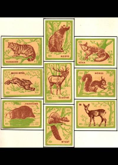 zwierzęta leśne - 9 węgierskich etykiet, wersja 1