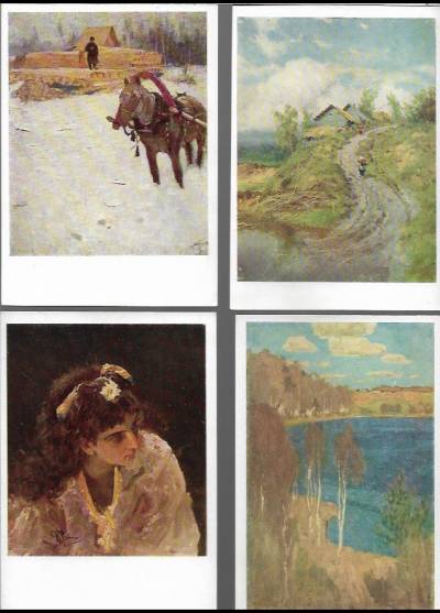 malarstwo rosyjskie w muzeach Republiki Rosyjskiej - komplet 16 pocztówej w obwolucie (1960)