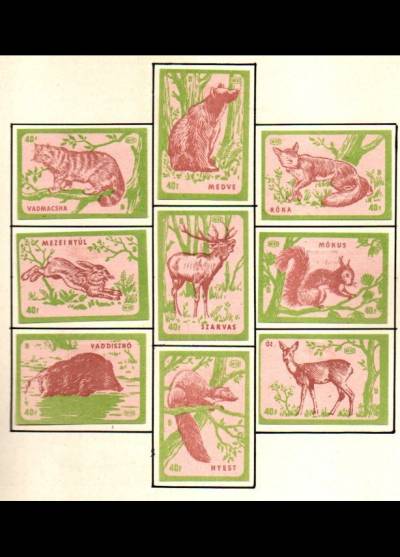 zwierzęta leśne - 9 węgierskich etykiet, wersja 4