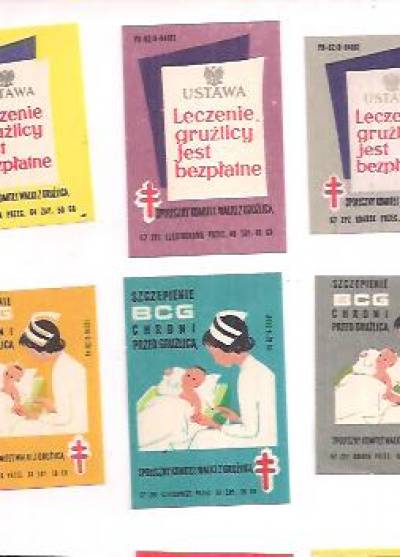Społeczny komitet walki z gruźlicą (dwie skojarzone serie kolorystyczne, 2 x 5 etykiet, 1957)