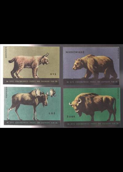 dzikie zwierzęta  - seria 4 dużych etykiet (1966)