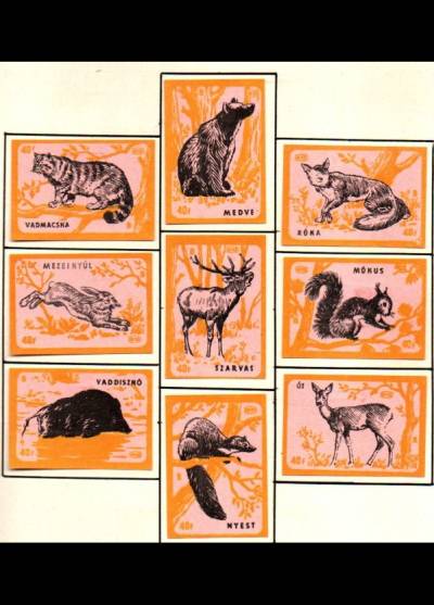 zwierzęta leśne - 9 węgierskich etykiet, wersja 11