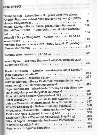 Ajgi, Płatonow, Klujew, Zoszczenko, Szałamow, Strugaccy - Literatura na świecie nr 3(200)1988