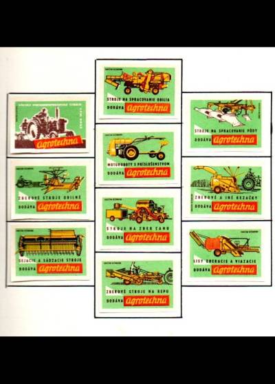 Agrotechna - maszyny rolnicze (10 czechosłowackich etykiet)