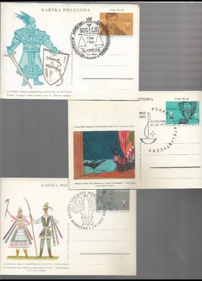 X kongres Międzynarodowego Instytutu Teatralnego - 3 kartki pocztowe (1963)