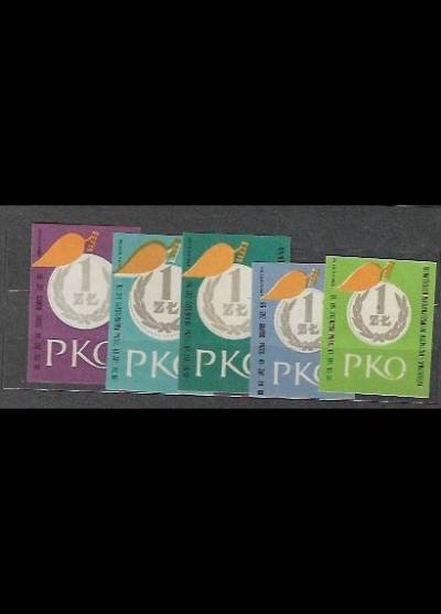 PKO (1 zł) - seria kolorystyczna 5 etykiet, 1965