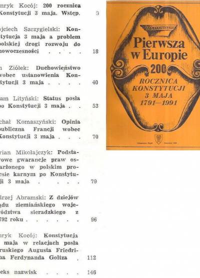 zbior., red. H. Kocój - Pierwsza w Europie. 200 rocznica Konstytucji 3 Maja 1791-1991