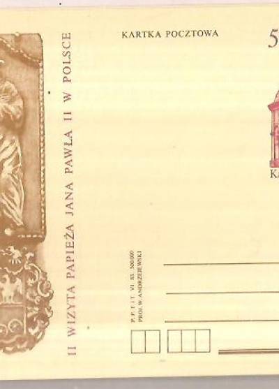 proj. W. Andrzejewski - II wizyta Jana Pawła II w Polsce - płyta nagrobna A. Gaschina, Góra św. Anny (kartka pocztowa)