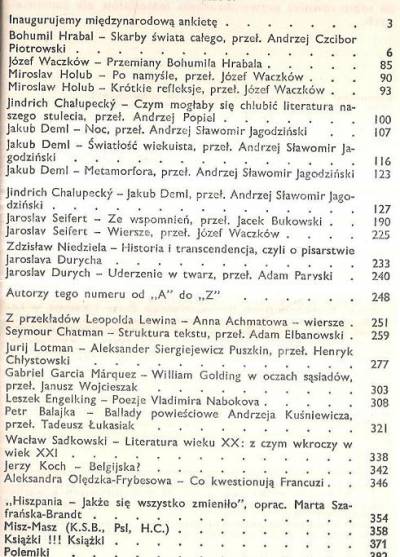 Hrabal, Holub, DemlSeifert, Durych - Literatura na świecie nr 4(153)1984