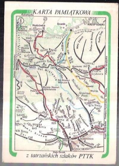 Karta pamiątkowa z tatrzańskich szlaków PTTK. Nr 6. Tatry Zachodnie: Dolina Miętusia