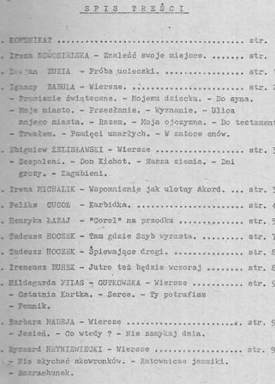 antologia - Zeszyty sląskie. Pismo warsztatowe -nr 9, wrzesień 1985
