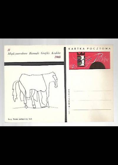 II międzynarodowe biennale grafiki Kraków 1968: Jerzy Panek - Jarmarczny koń (kartka pocztowa)