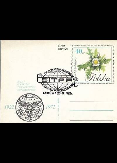 A. Balcerzak - 50 lat Polskiego Towarzystwa Botanicznego (dziewięćsił, kartka pocztowa)