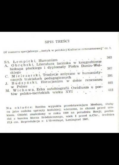 Filomata. Nr IV specjalny: Antyk w polskiej kulturze renesansowej cz.1.