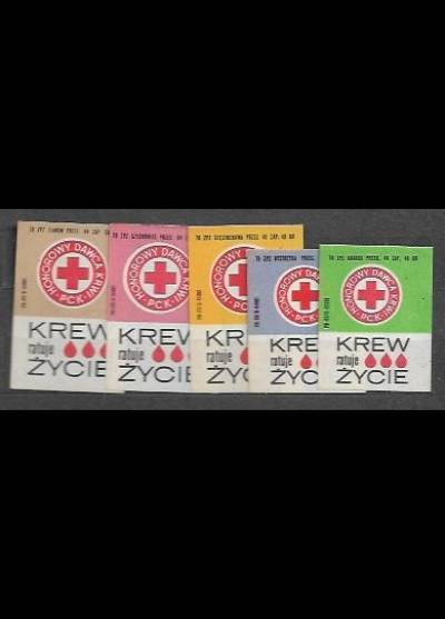 Krew ratuje życie - seria kolorystyczna 5 etykiet, 1970