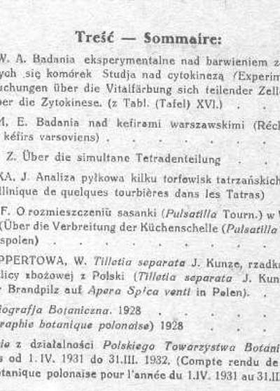 Acta Societatis Botanicorum Poloniae. Organ Polskiego Towarzystwa Botanicznego Vol.IX Nr 3-4