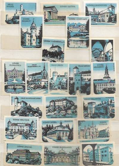 Zamki Czechosłowacji - 21 etykiet, seria niebieska