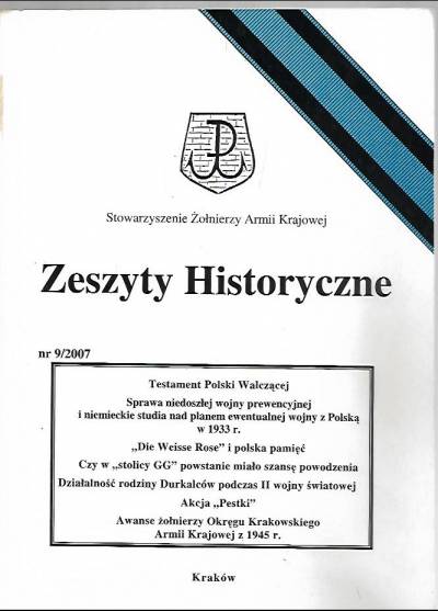 Zeszyty historyczne nr 9/2007 (Stowarzyszenie Żołnierzy Armii Krajowej)