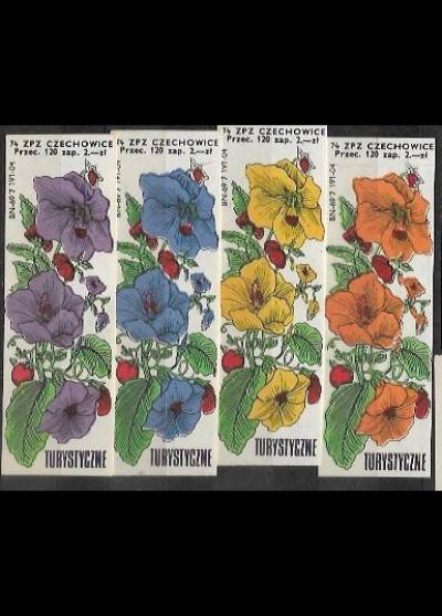 kwiaty - seria kolorystyczna 4 podłużnych etykiet (turystyczne)