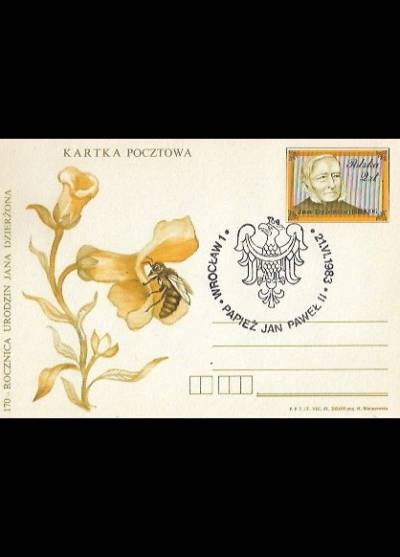 H. Matuszewska - 170 rocznica urodzin Jana Dzierżonia (kartka pocztowa)
