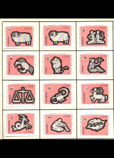 Znaki zodiaku - 12 portugalskich etykiet, wersja różowa