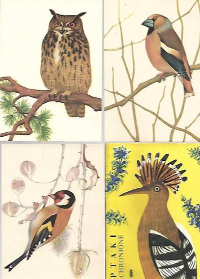 A. Balcerzak, J. Desselberger - Ptaki chronione -  komplet 18 pocztówek w obwolucie