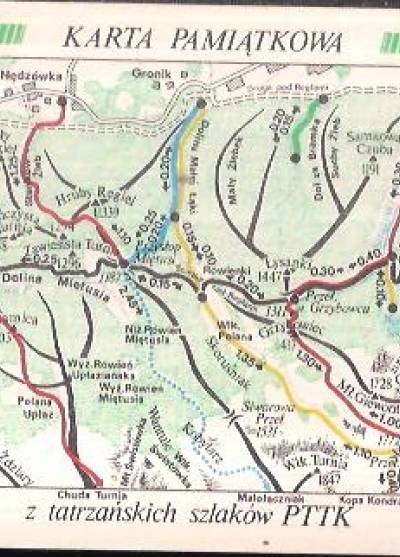 Karta pamiątkowa z tatrzańskich szlaków PTTK. Nr 4. Tatry Zachodnie: Doliny reglowe (część wschodnia)