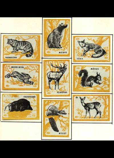 zwierzęta leśne - 9 węgierskich etykiet, wersja 9