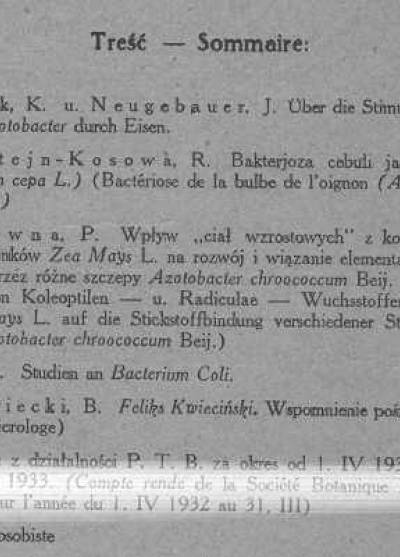 Acta Societatis Botanicorum Poloniae. Organ Polskiego Towarzystwa Botanicznego Vol.X Nr 4.
